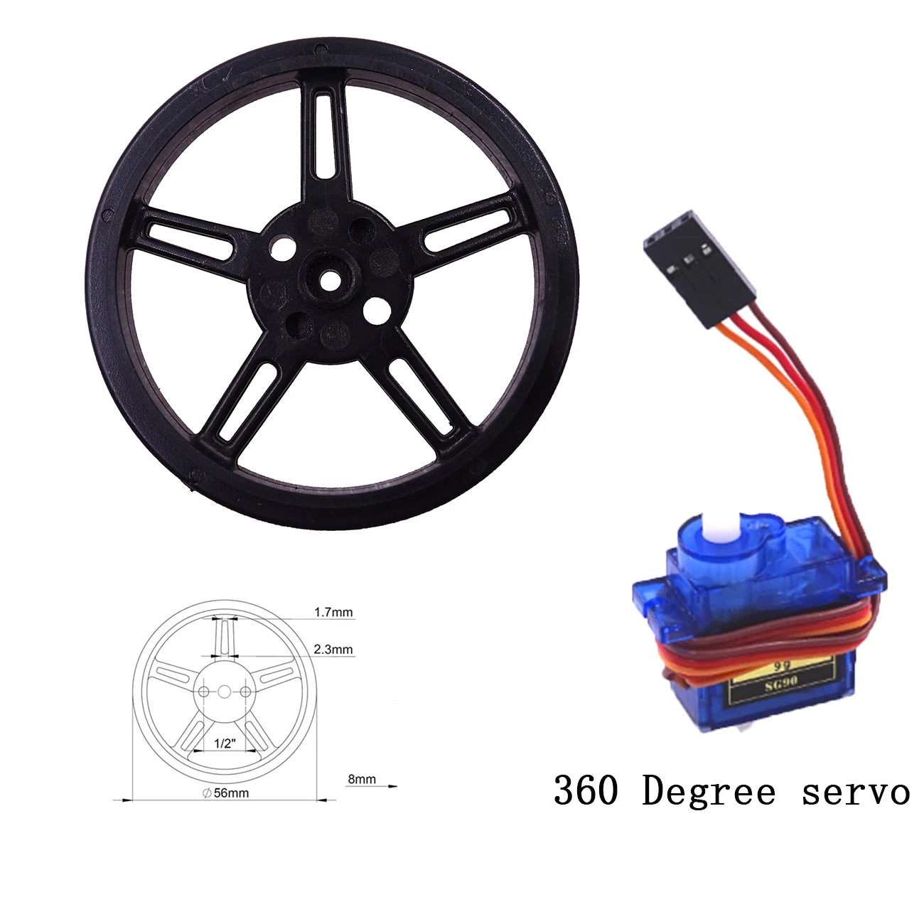 SG90 Power Kit 9G 360 Degree Continuous Rotation Servo With Servo Whee ...